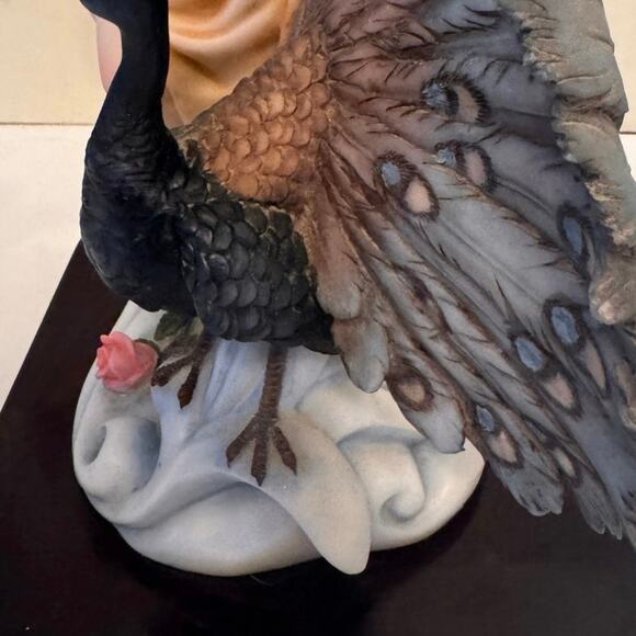 Vintage De Capoli Collection 16" Angel Nymph Peacock Statue Figurine Resin Wood - Picture 3 of 10